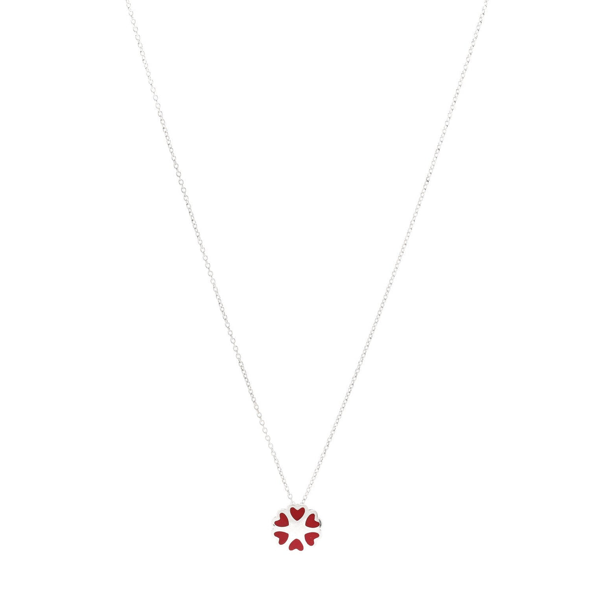 Sterling Silver Enamel Paloma Picasso Crown of Hearts Pendant Necklace Red