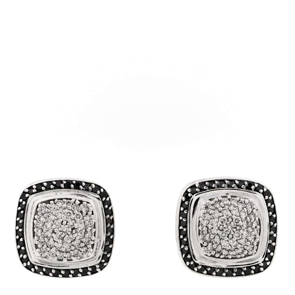 Sterling Silver Black Diamond 11mm Pave Albion Earrings
