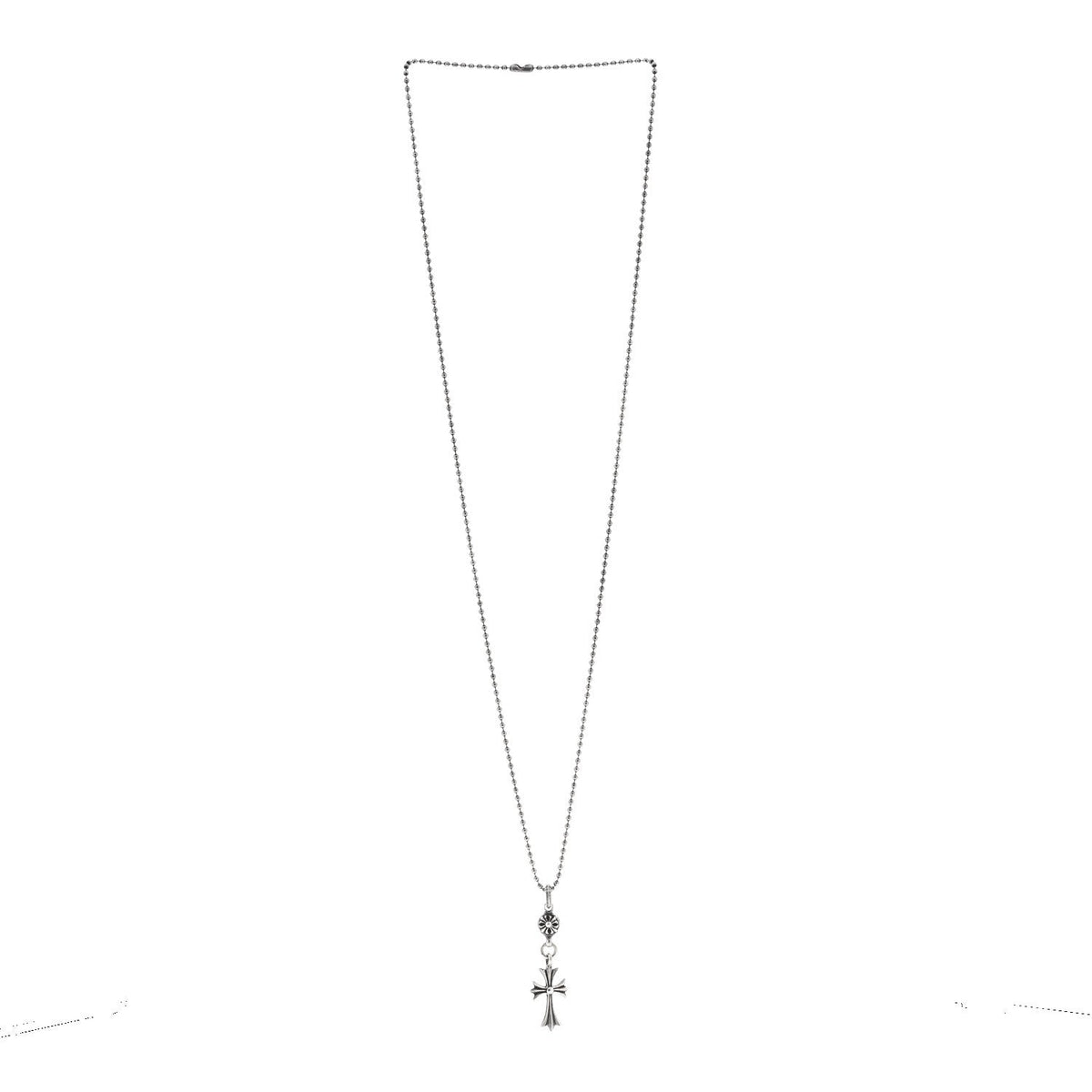 Sterling Silver Tiny CH Cross Ball Pendant Necklace
