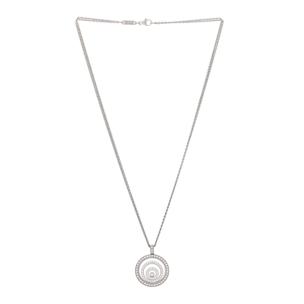 18K White Gold Diamond Happy Spirit Three-Ring Pendant Necklace
