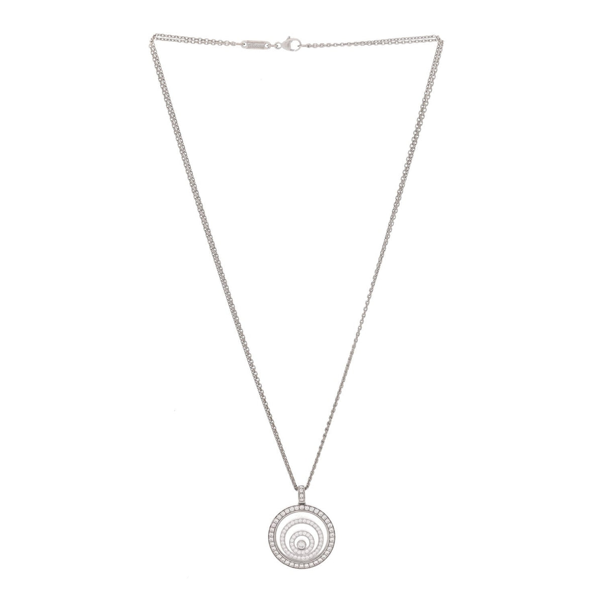 18K White Gold Diamond Happy Spirit Three-Ring Pendant Necklace
