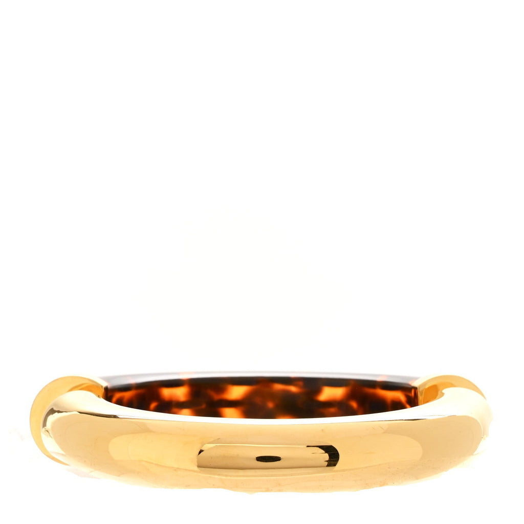 Resin Metal Split Hoop Bangle Bracelet M Gold Havana