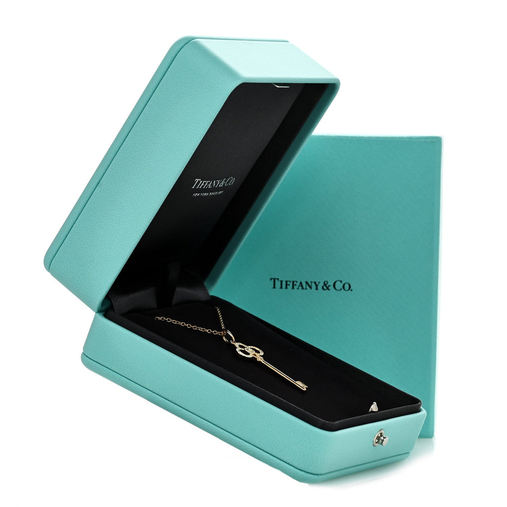 18K Yellow Gold Diamond Crown Key Pendant Necklace