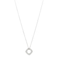18K White Gold Diamond Cushion Pendant Necklace
