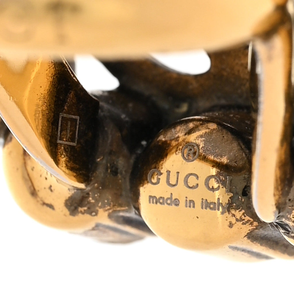 Metal Crystal Double G Ring XS Aged Gold