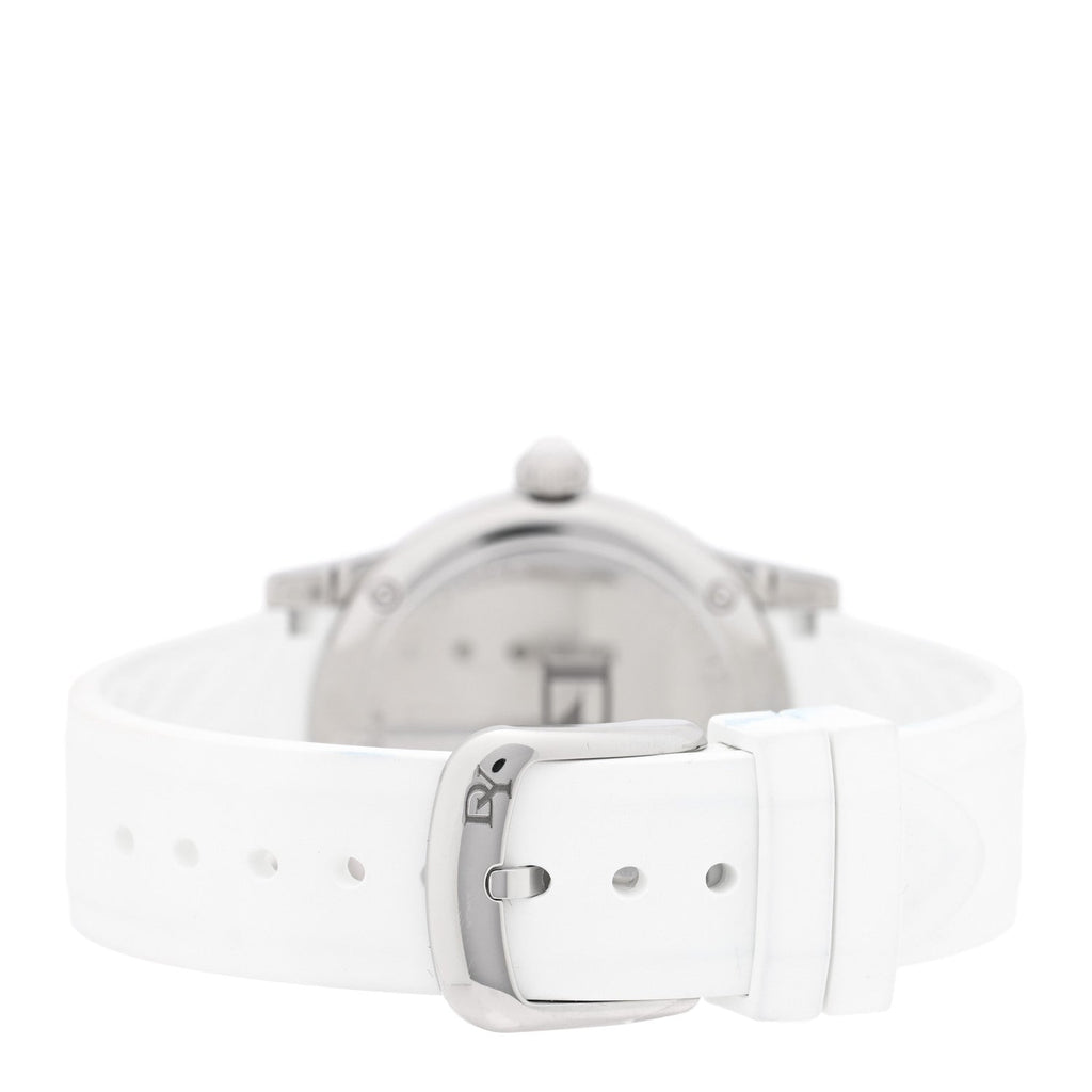 Stainless Steel Rubber Diamond 35mm Classic Quartz Watch White