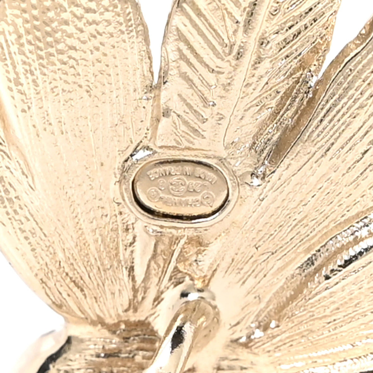 Metal Pearl Feather Clip On Earrings Gold