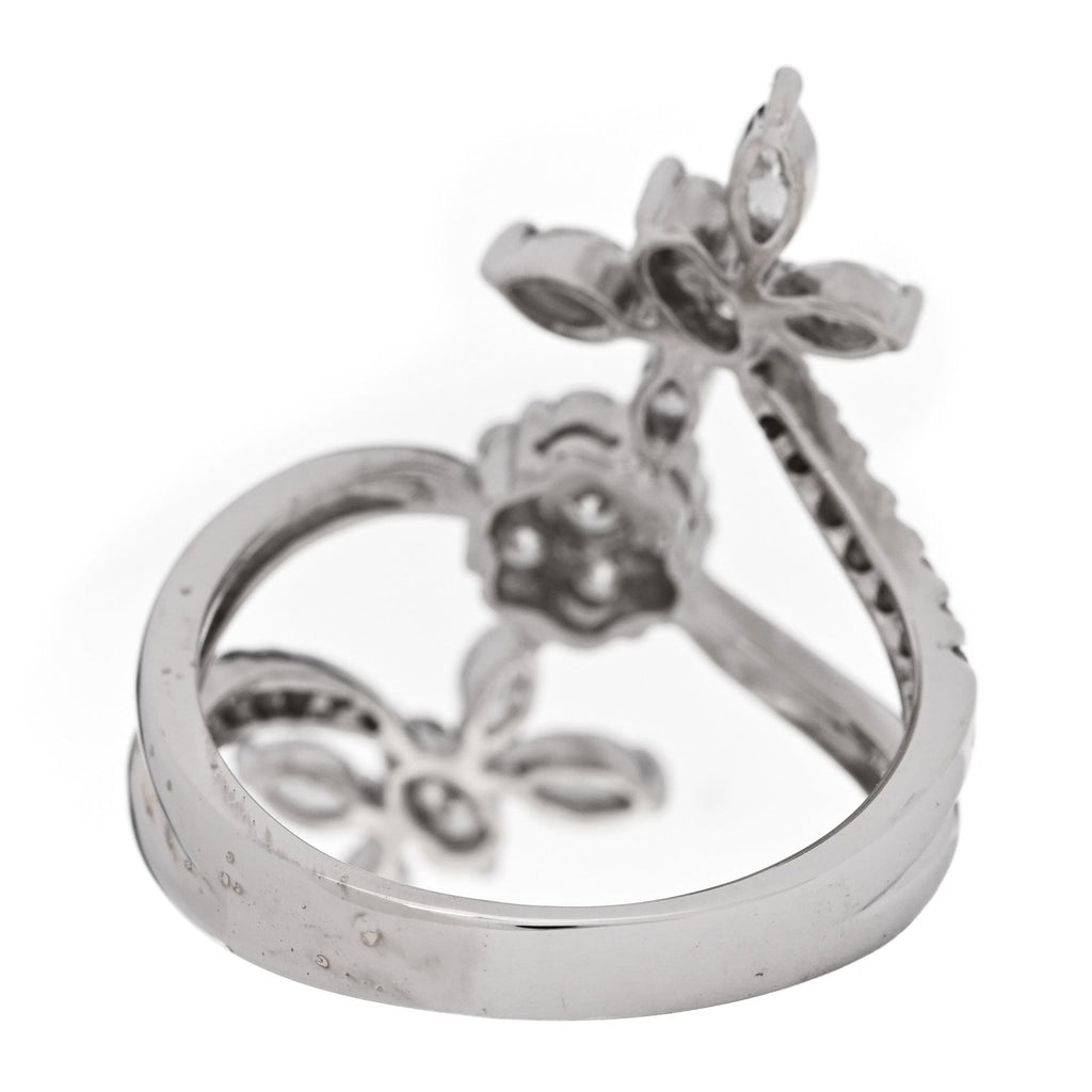 18K White Gold Diamond 1.35ctw Floral Butterfly Ring  56 7.5
