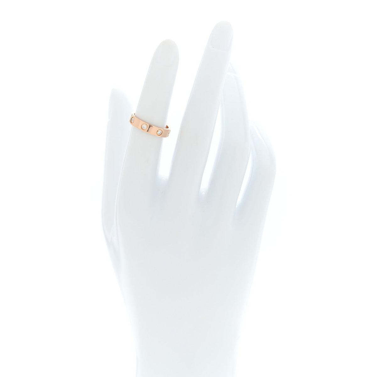 18K Pink Gold 8 Diamond 4mm LOVE Wedding Band Ring 49 5