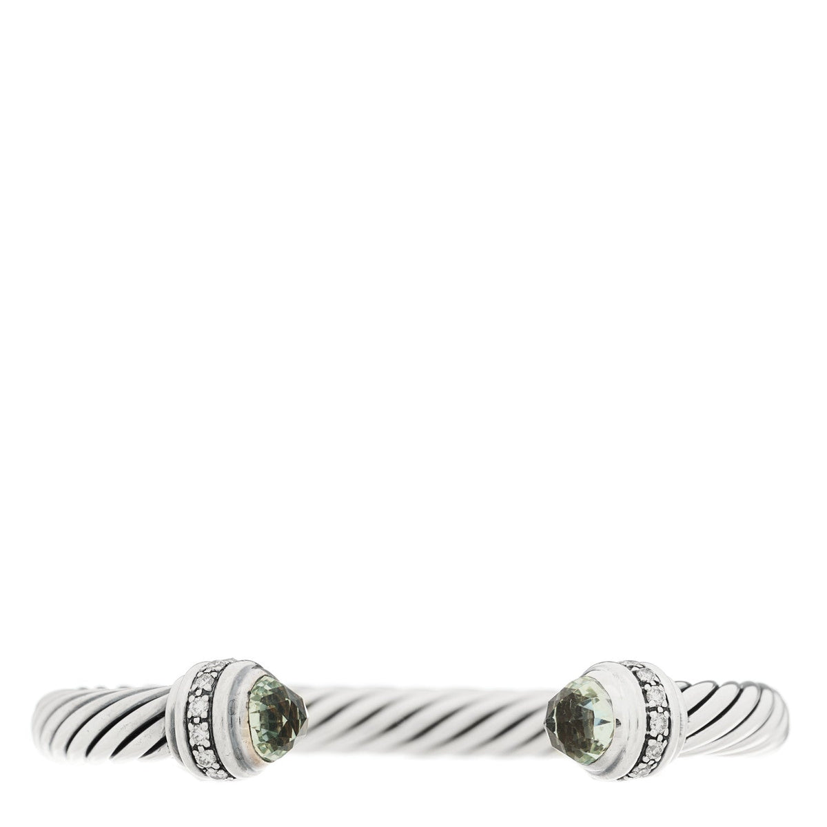 Sterling Silver Diamond Prasiolite 7mm Cable Classics Bracelet