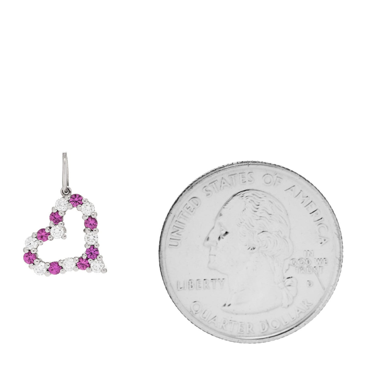 Platinum Diamond Pink Sapphire Mini Heart Charm