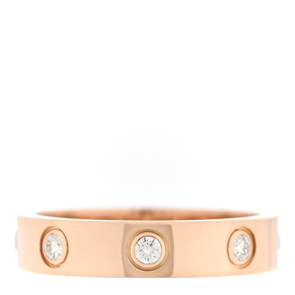 18K Pink Gold 8 Diamond 4mm LOVE Wedding Band Ring 49 5
