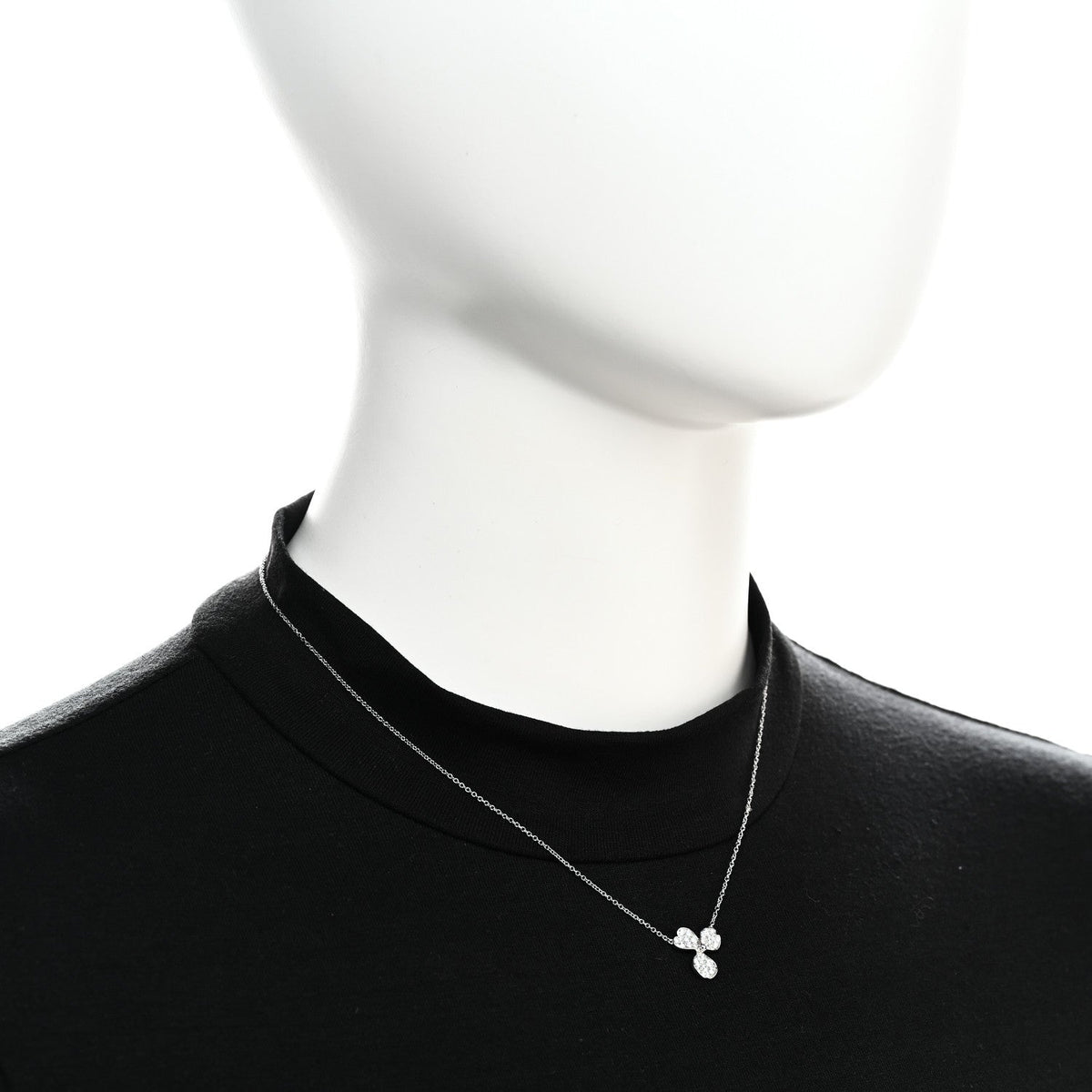 Platinum Diamond Paper Flowers Pave Pendant Necklace