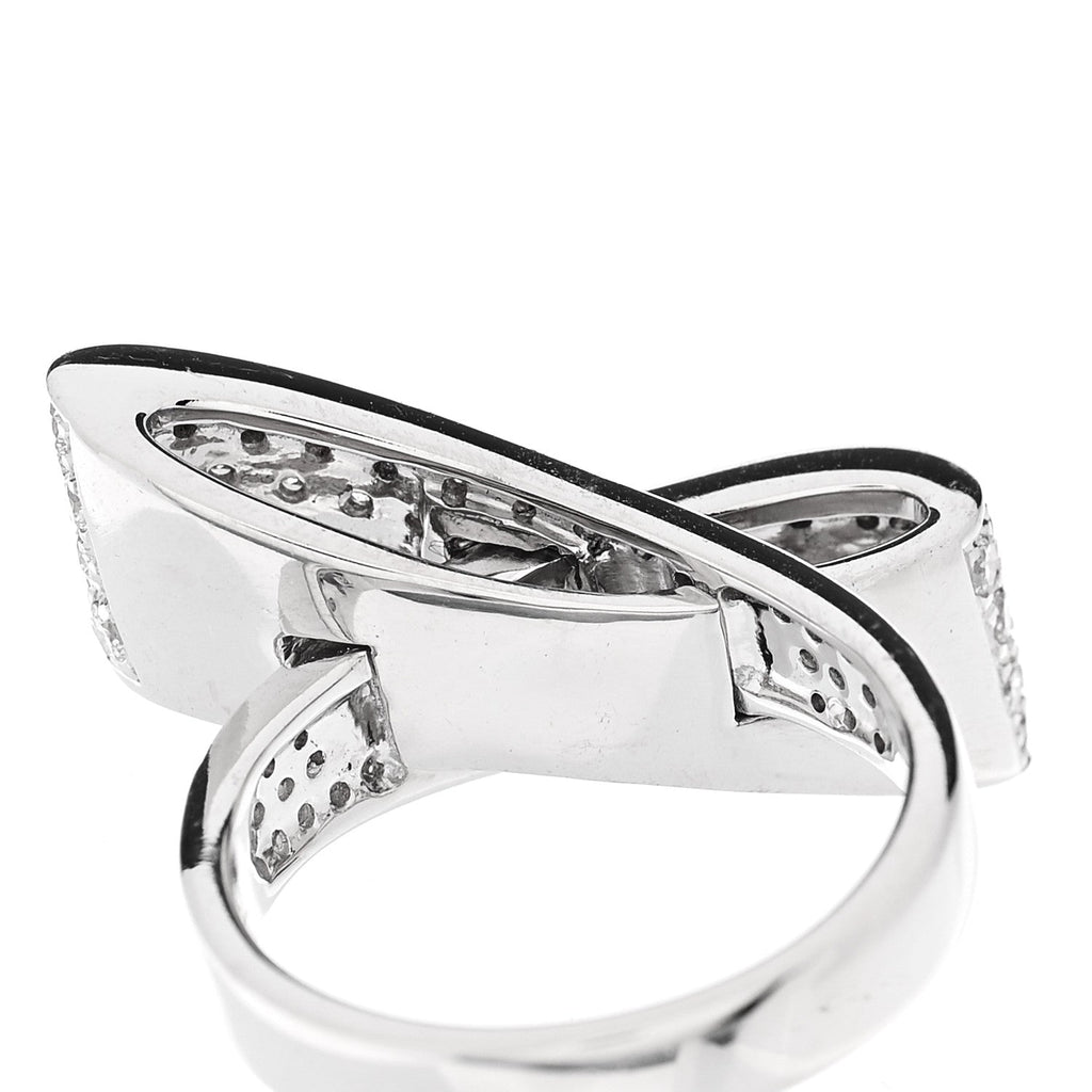 18K White Gold Diamond 1.26ctw Bow Ring 53 6.25