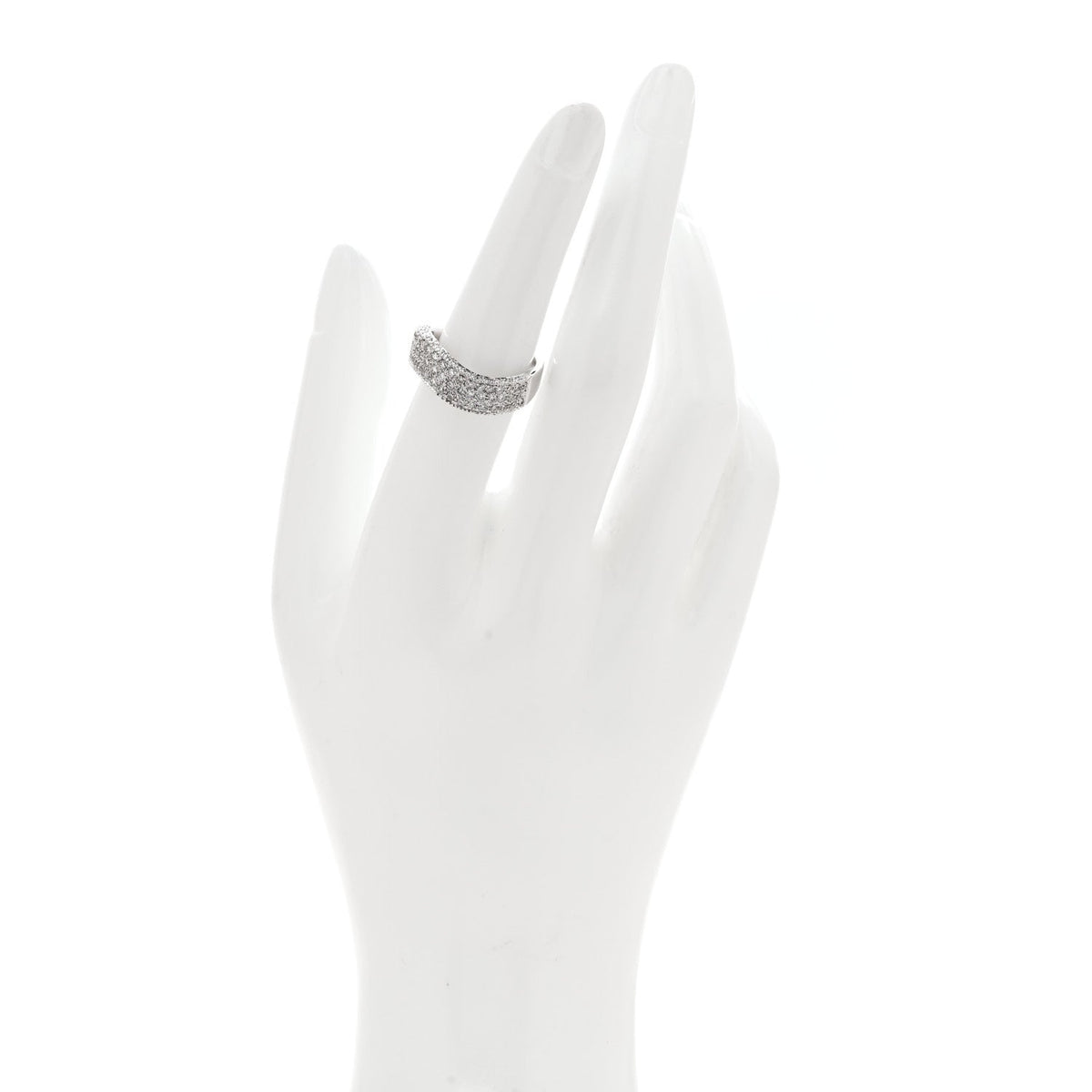 18K White Gold Diamond 1.21ctw Paved Curved Ring 54 6.75