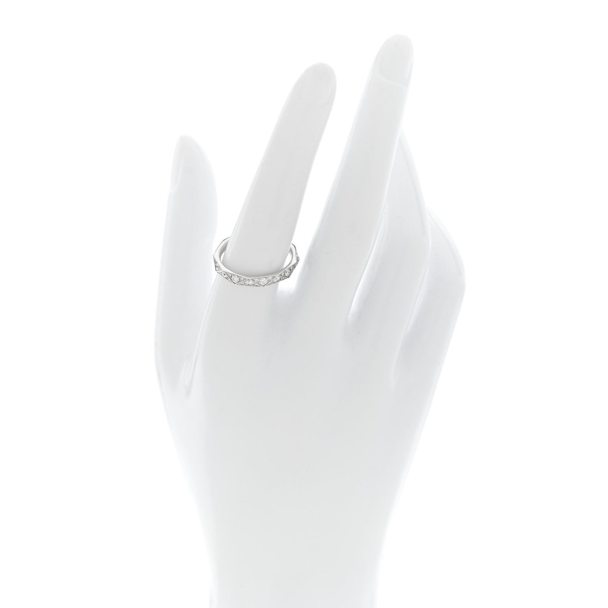 18K White Gold Diamond Laurence Graff Signature Band Ring 57 7.75