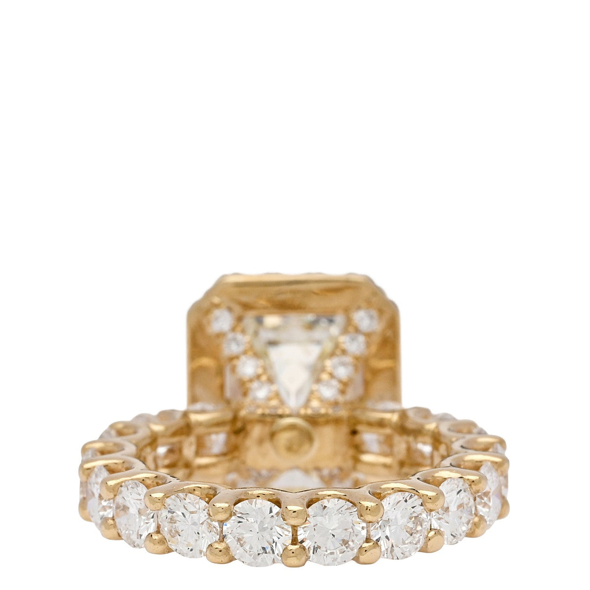 18K Yellow Gold Diamond 4.94ct Emerald Cut Halo Engagement Ring 51 5.75