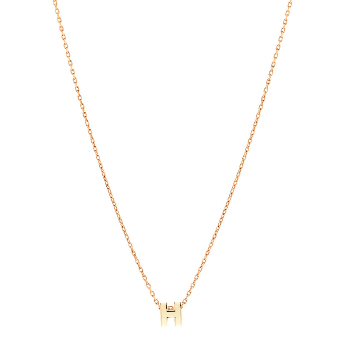 Lacquered Rose Gold Mini Pop H Pendant Necklace White