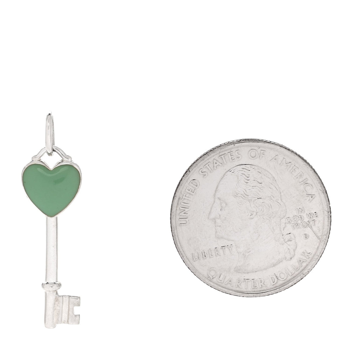 Sterling Silver Enamel Heart Key Pendant Blue