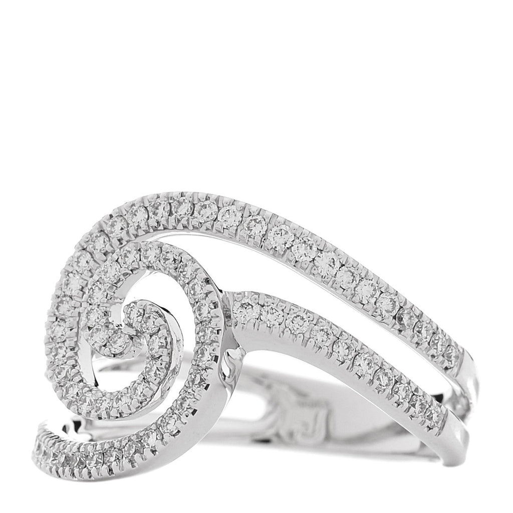 18K White Gold Diamond 1.20ctw Swirl Ring  61 9.5