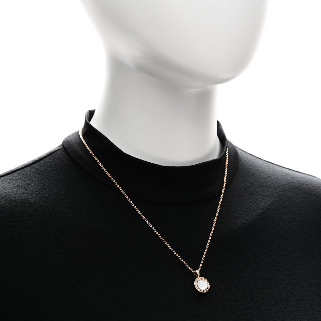 18K Rose Gold Diamond Black Onyx Mother of Pearl BVLGARI BVLGARI Pendant Necklace