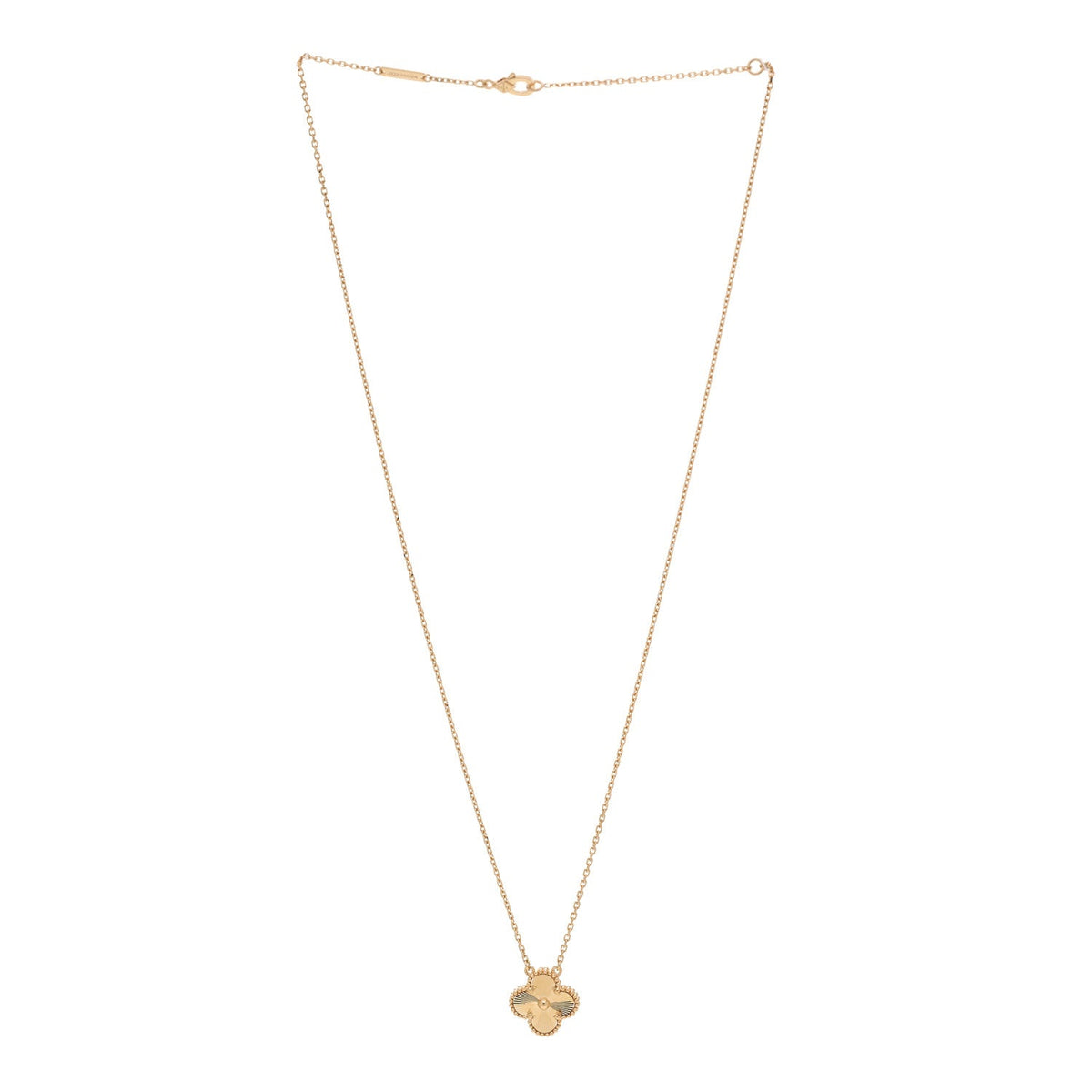 18K Yellow Gold Guilloche Vintage Alhambra Pendant Necklace