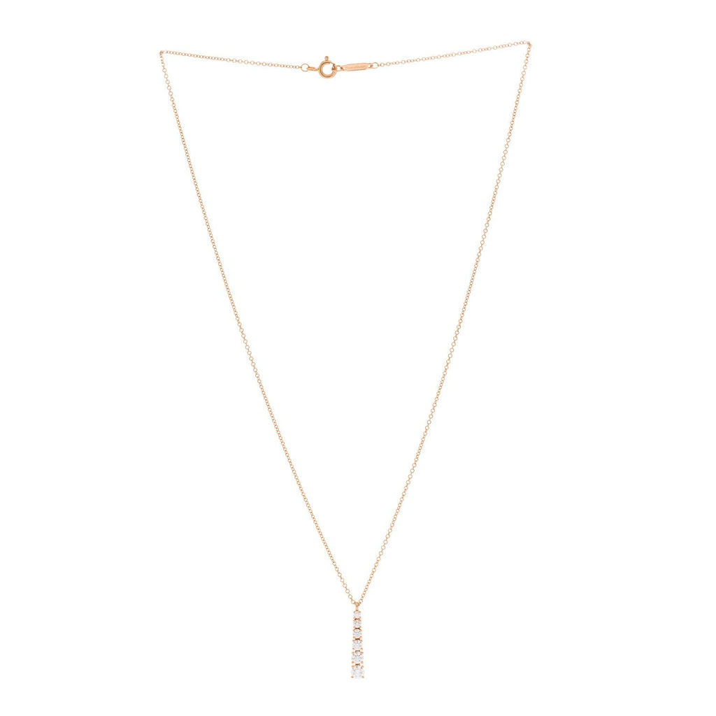 18K Rose Gold Diamond Graduated Drop Pendant Necklace