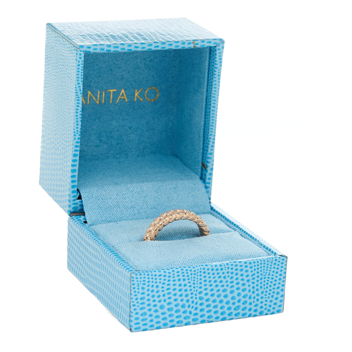 18K Rose Gold Diamond Braided Ring 54 7