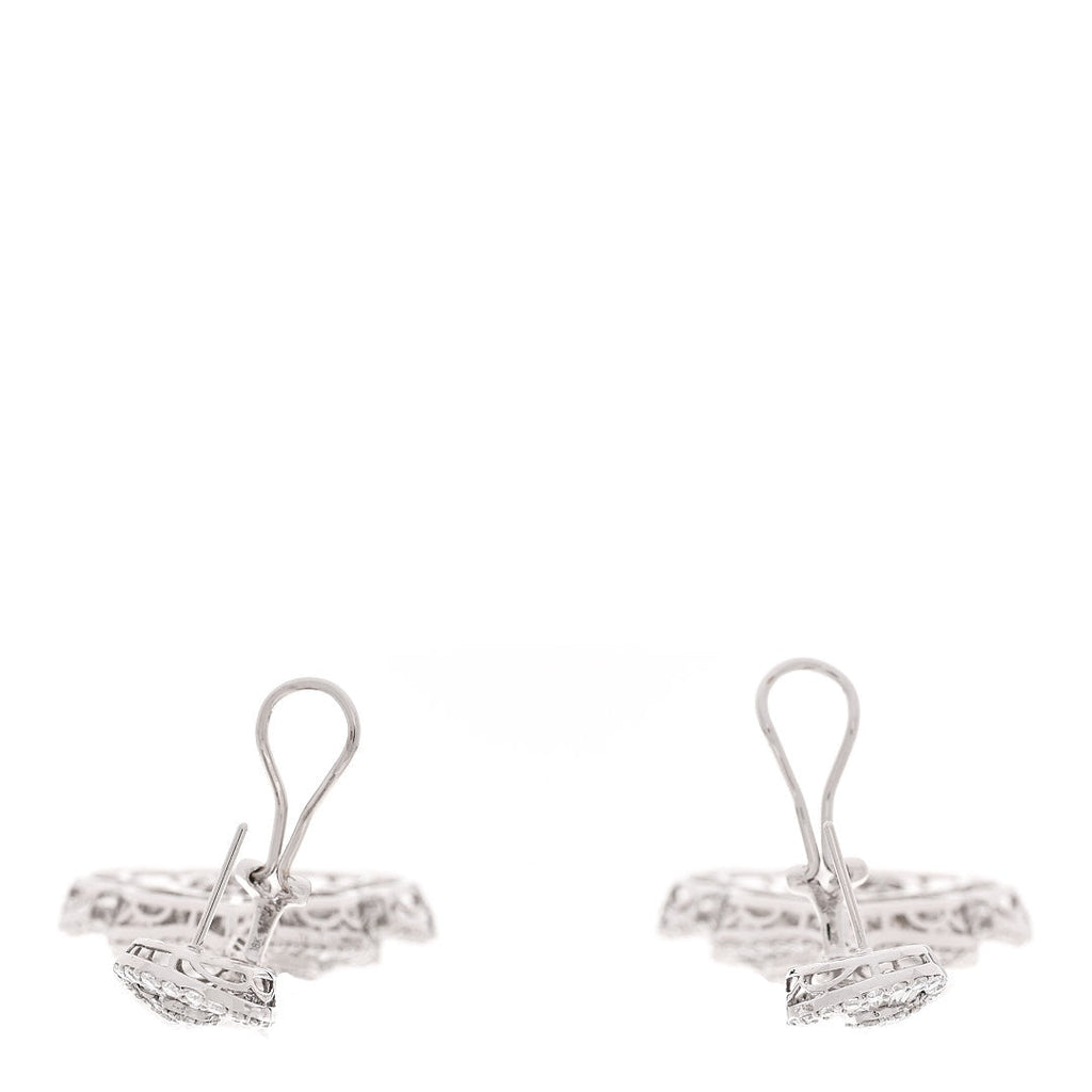 18K White Gold Diamond 10.19ctw Ornate Baguette Round Cut Drop Earrings