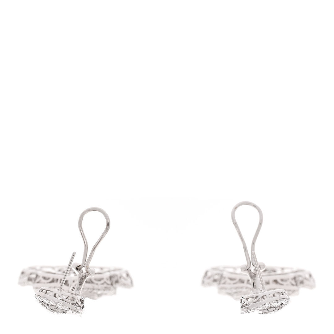 18K White Gold Diamond 10.19ctw Ornate Baguette Round Cut Drop Earrings