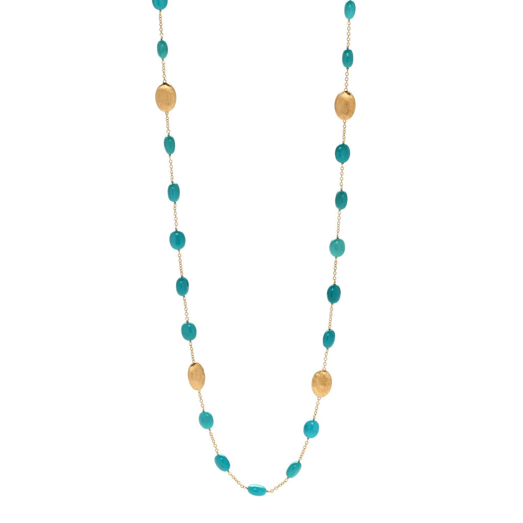 18K Yellow Gold Turquoise Siviglia Long Necklace