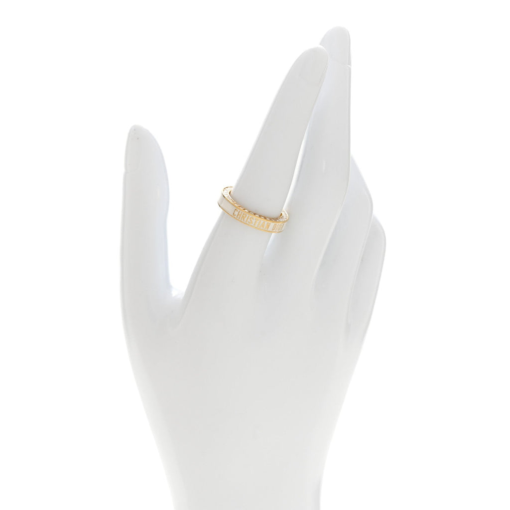 Metal Lacquer Crystal Night Code Ring L Gold White