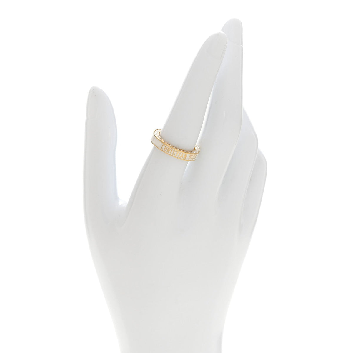 Metal Lacquer Crystal Night Code Ring L Gold White