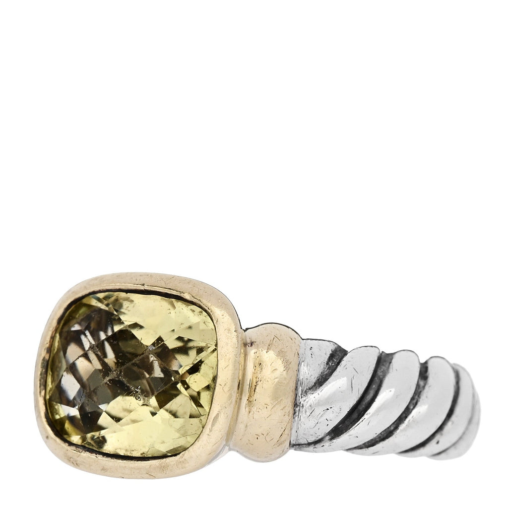 Sterling Silver 14K Yellow Gold Prasiolite 10mm Noblesse Ring 52 6