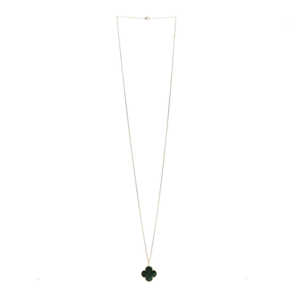 18K Yellow Gold Malachite Magic Alhambra Pendant Necklace
