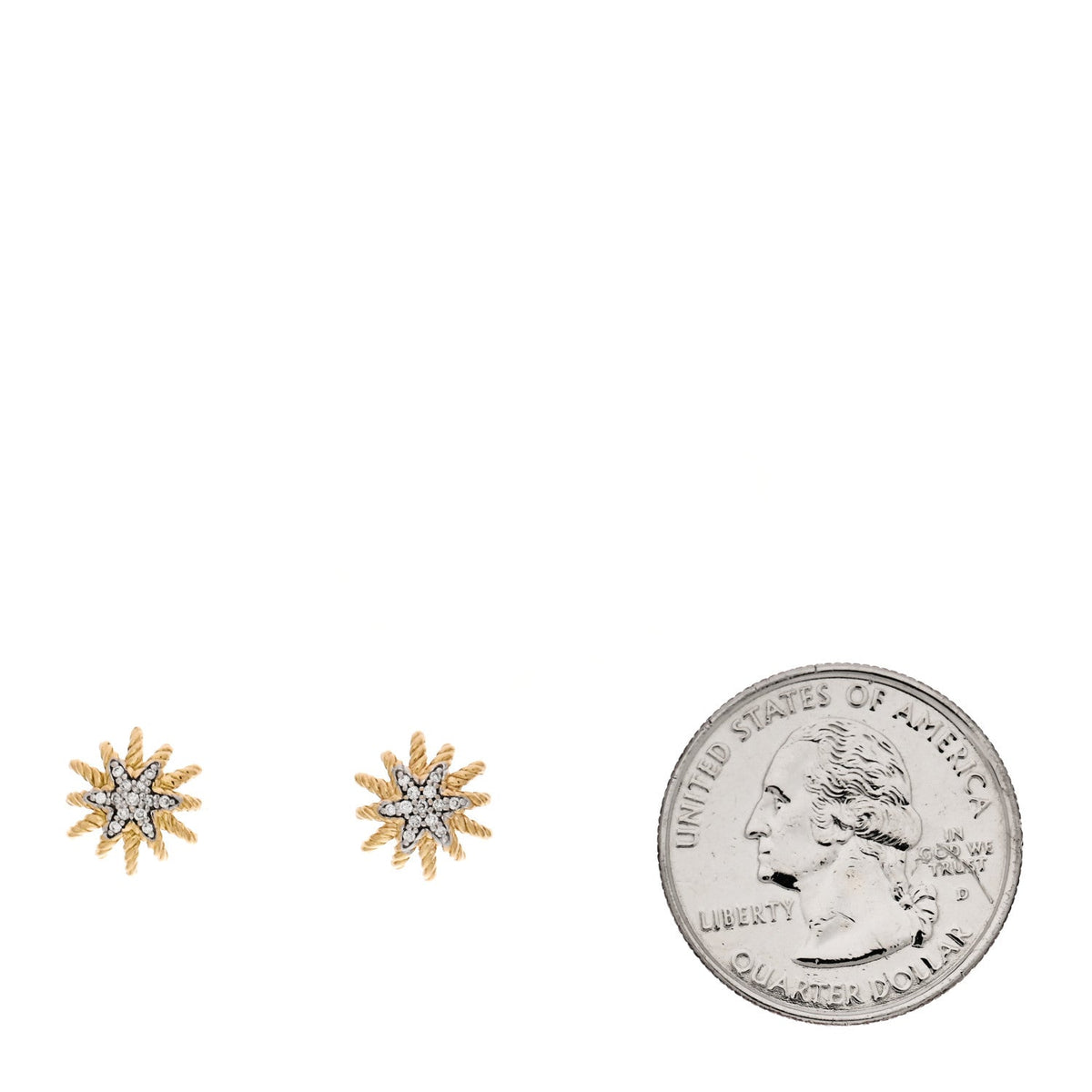 18K Yellow Gold Diamond 10mm Starburst Earrings
