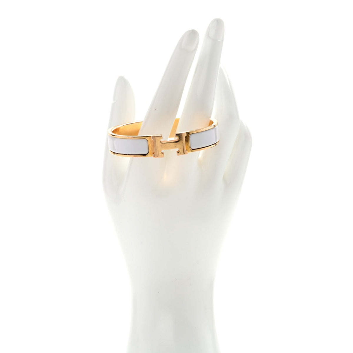 Enamel Narrow Clic Clac H Bracelet PM White