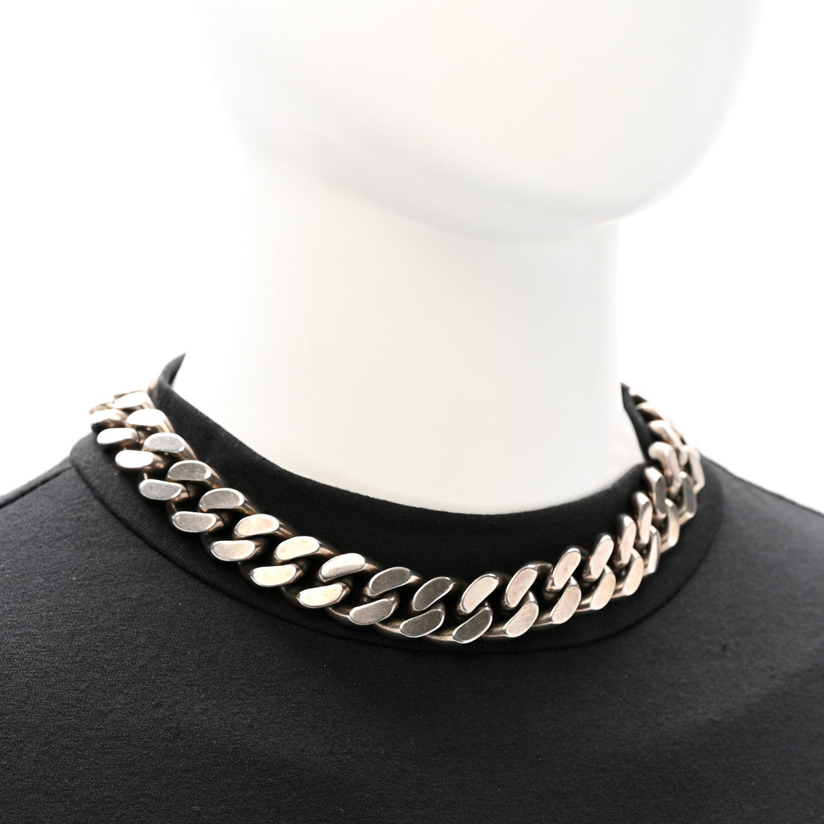 Metal Curb Chain Necklace Oxidized Silver