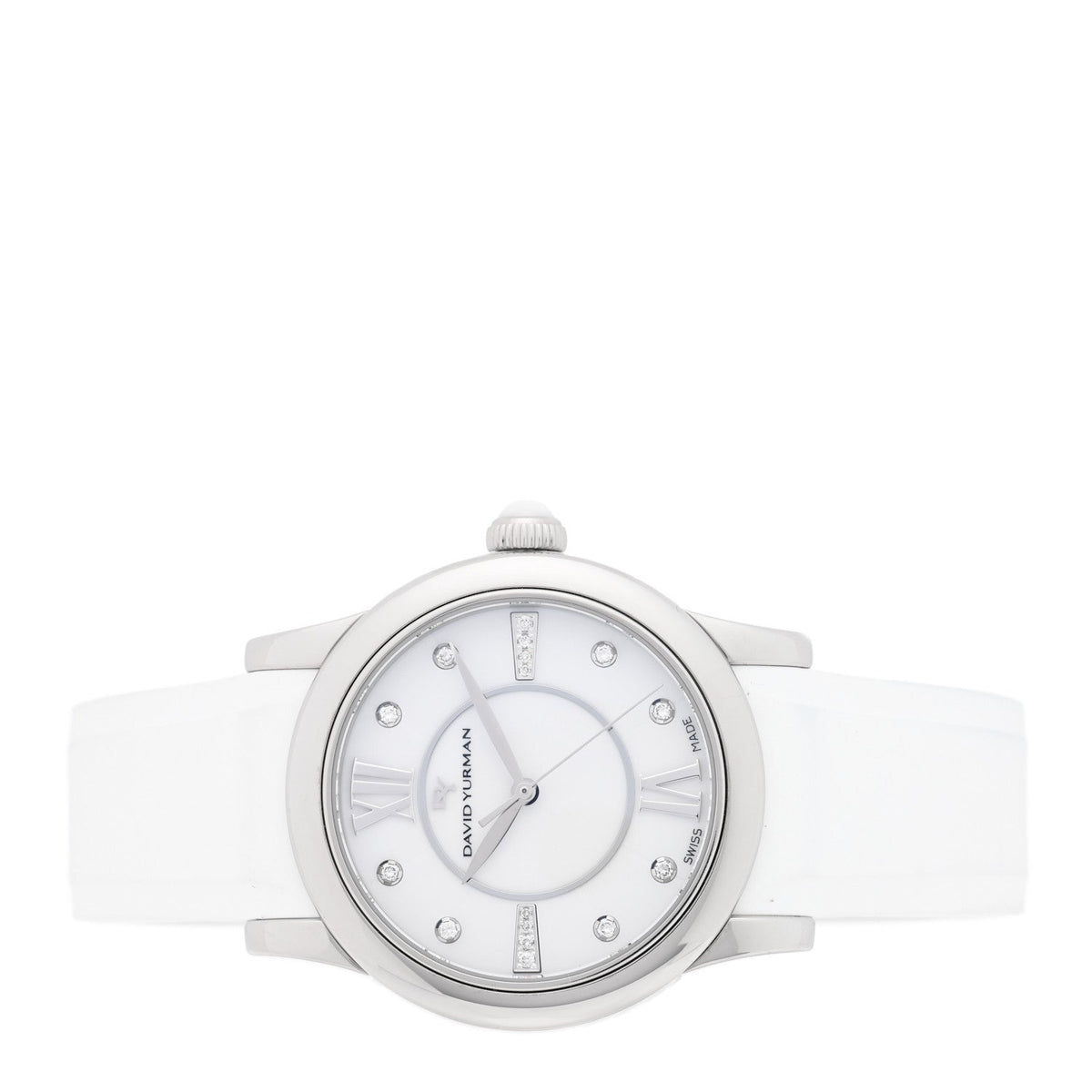Stainless Steel Rubber Diamond 35mm Classic Quartz Watch White