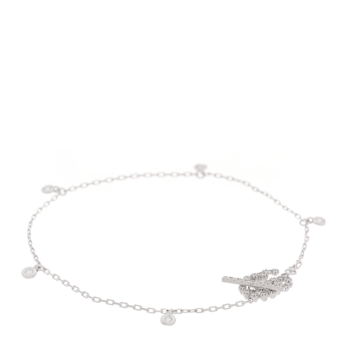 18K White Gold Diamond GG Running Bracelet