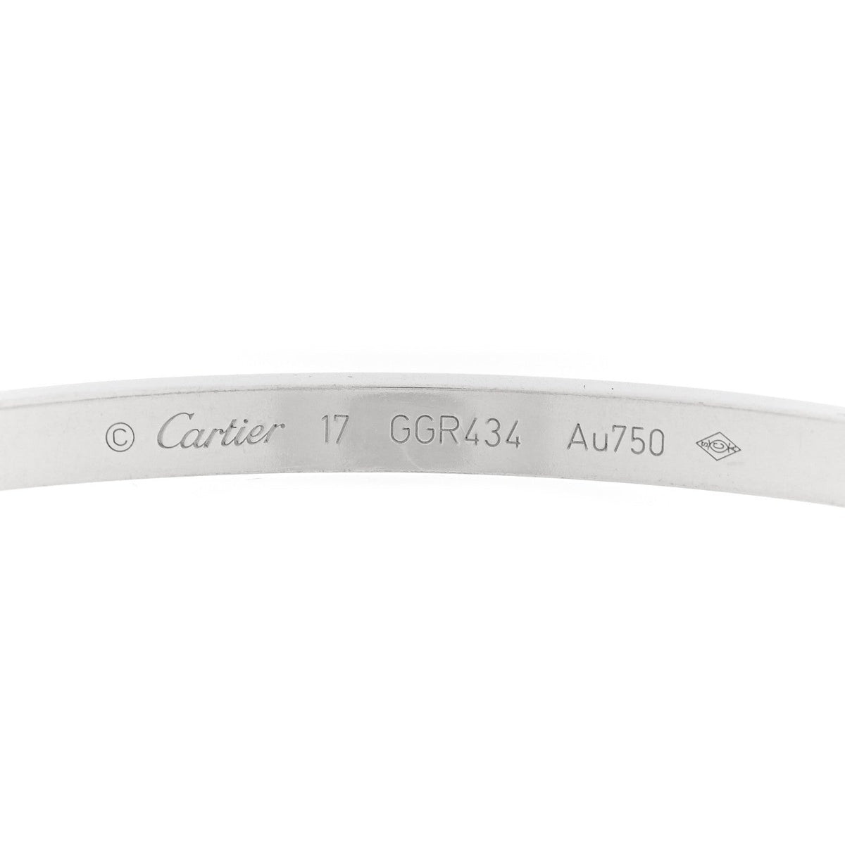 18K White Gold 10 Diamond Small LOVE Bracelet 17