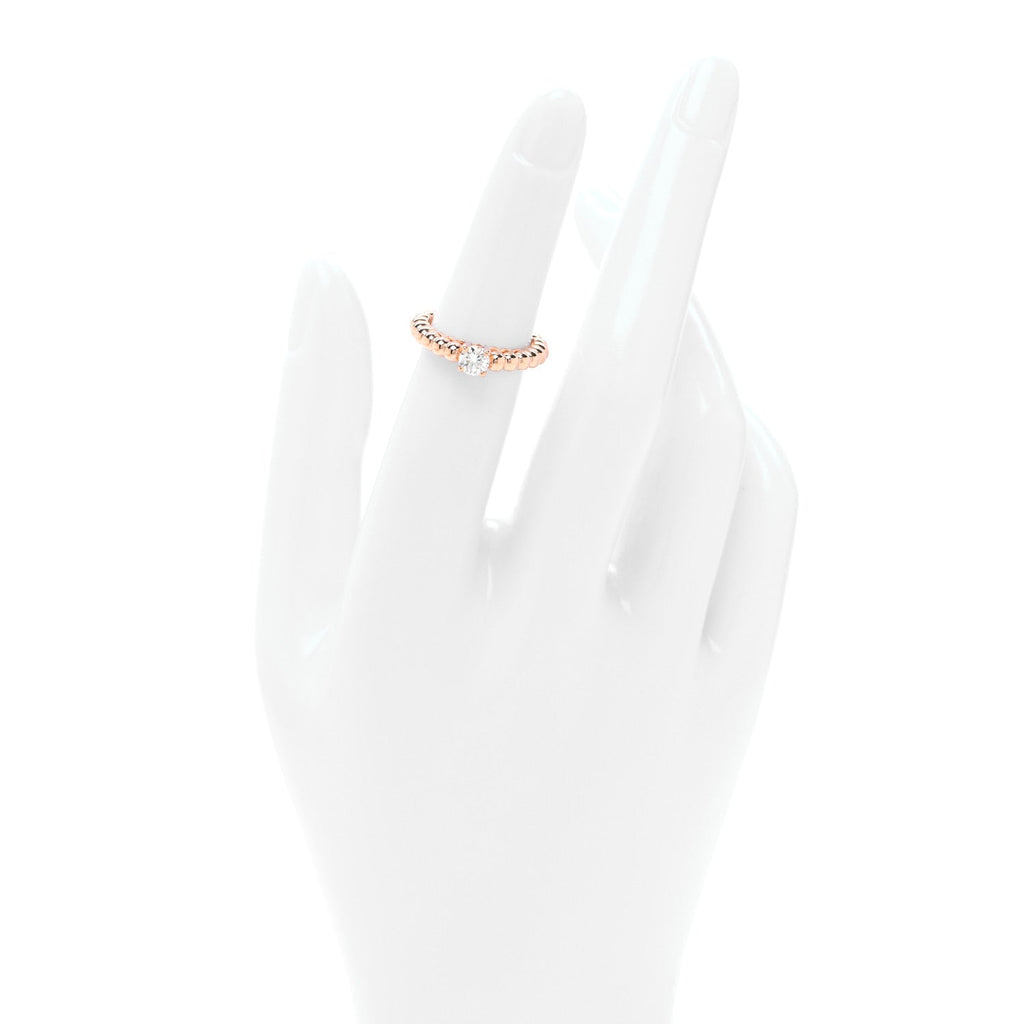 18K Rose Gold Diamond .31ct Perlee Solitaire Engagement Ring 48 4.5
