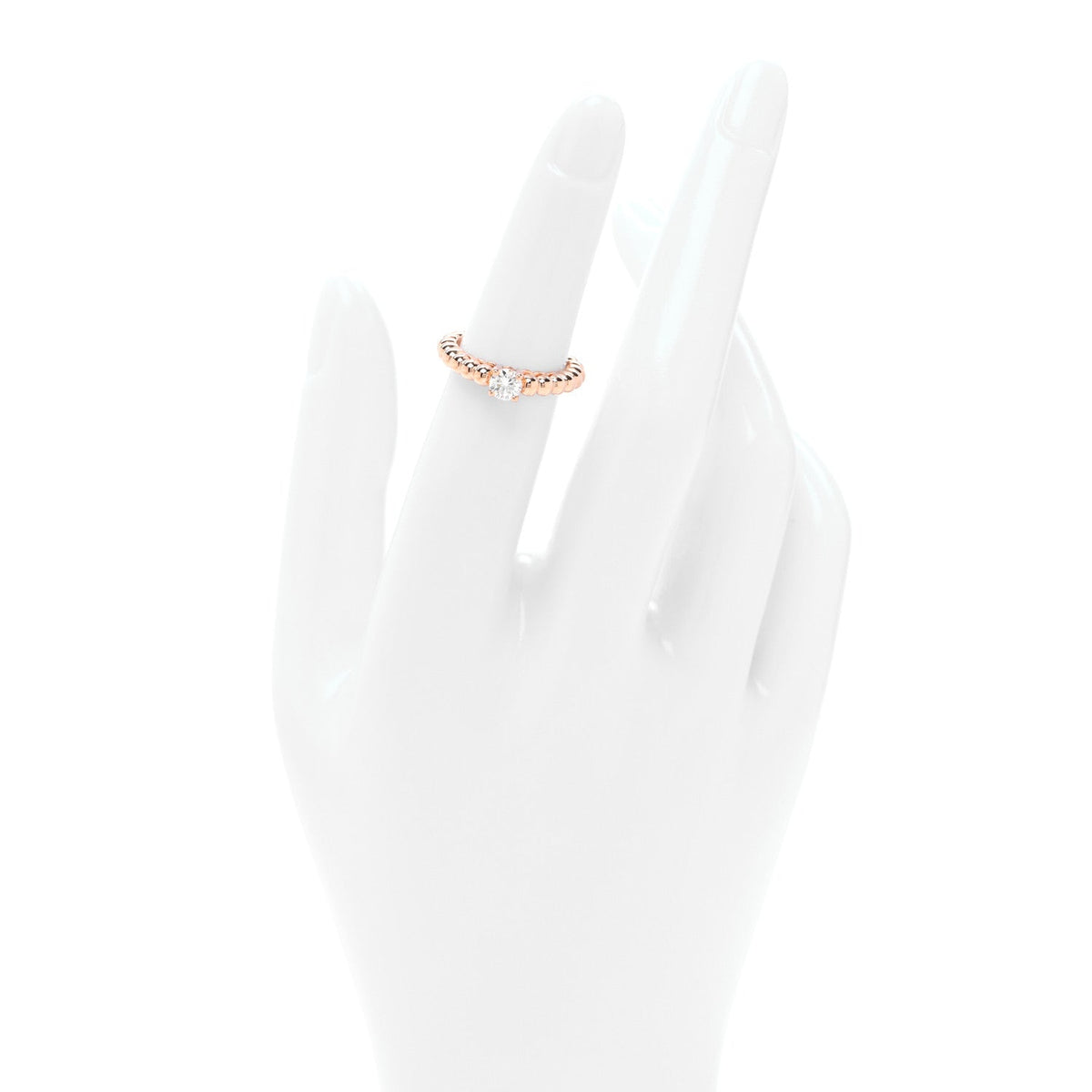 18K Rose Gold Diamond .31ct Perlee Solitaire Engagement Ring 48 4.5