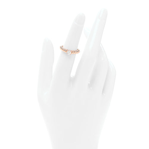18K Rose Gold Diamond .31ct Perlee Solitaire Engagement Ring 48 4.5
