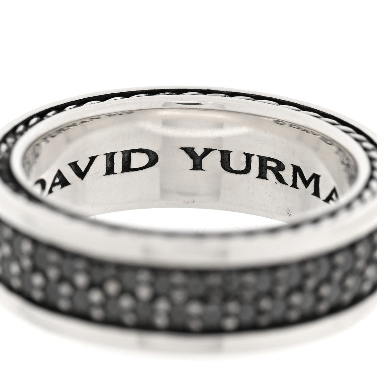 Sterling Silver Black Diamond Streamline Two-Row Band Ring
