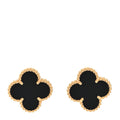 18k Yellow Gold Black Onyx Vintage Alhambra Earrings