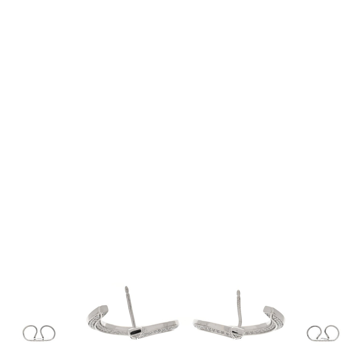 18K White Gold Diamond T1 Open Hoop Earrings