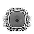 Sterling Silver Diamond Hematite 11mm Albion Ring 51 5.75