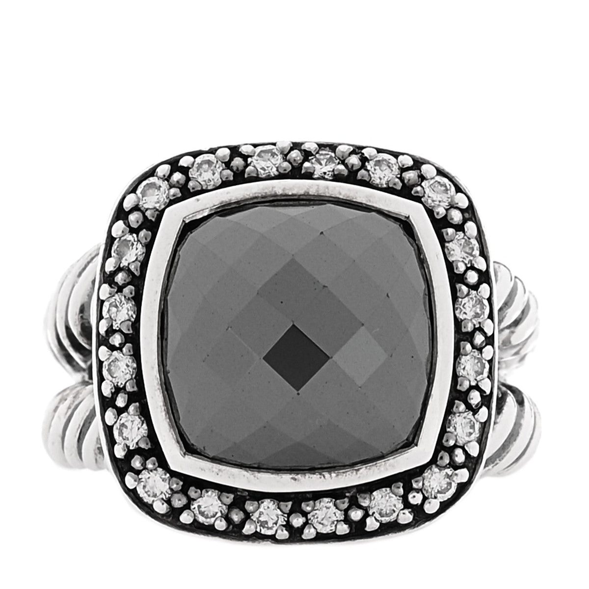 Sterling Silver Diamond Hematite 11mm Albion Ring 51 5.75