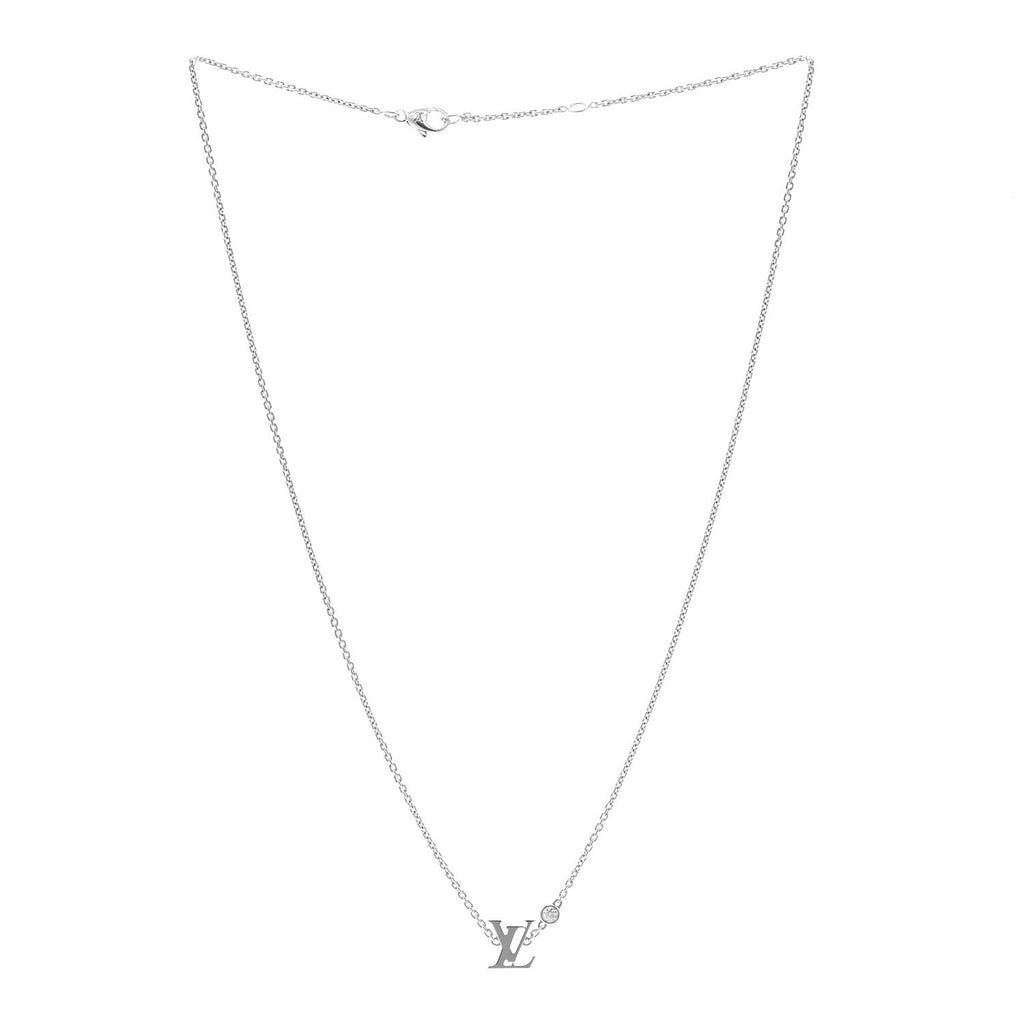 18K White Gold Diamond Idylle Blossom LV Pendant Necklace